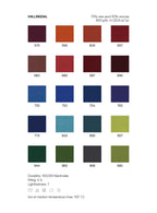 Color swatch chart for Hallingdal fabric with various color codes and descriptions.