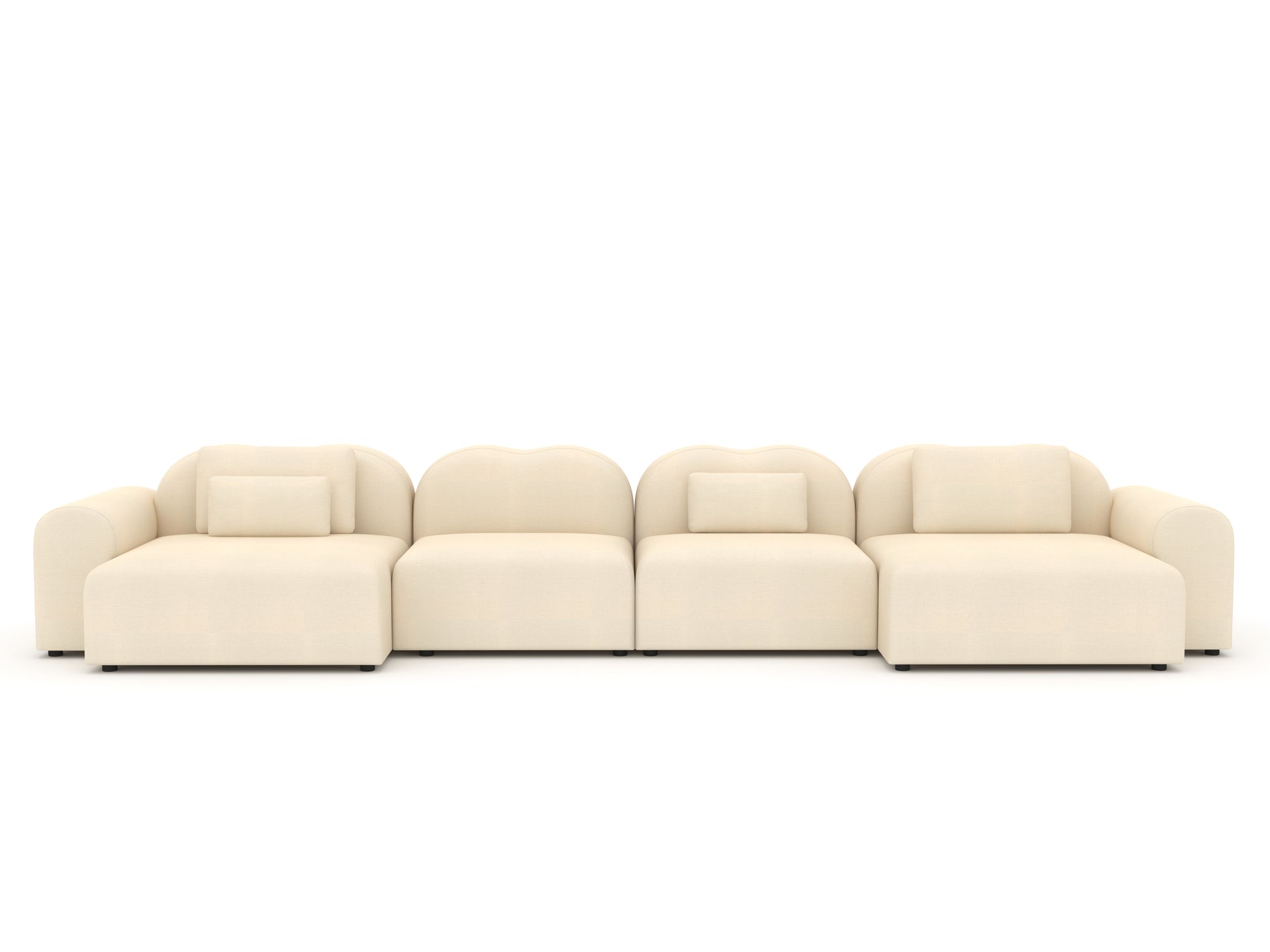 Beige sectional sofa on a white background