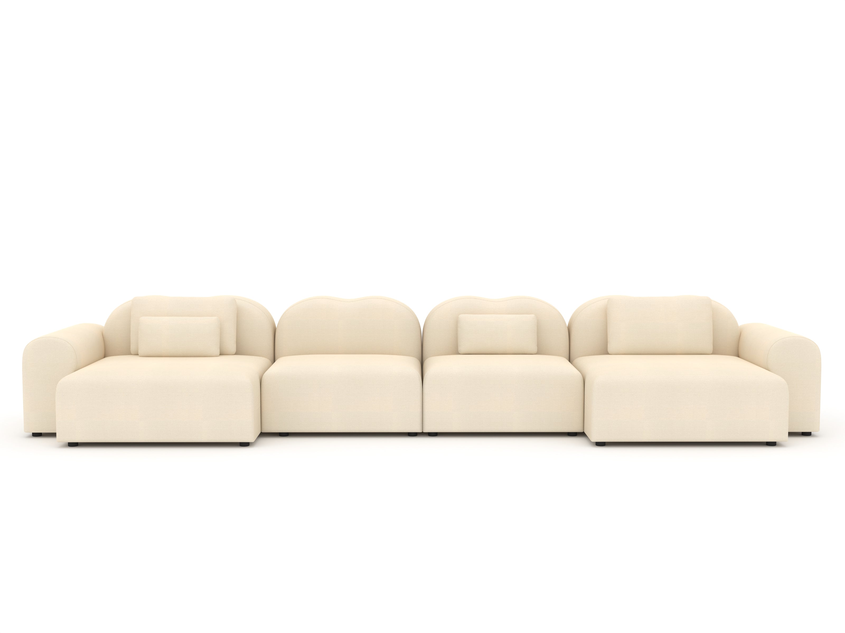 Beige sectional sofa on a white background