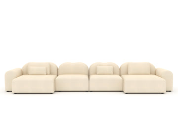 Beige sectional sofa on a white background