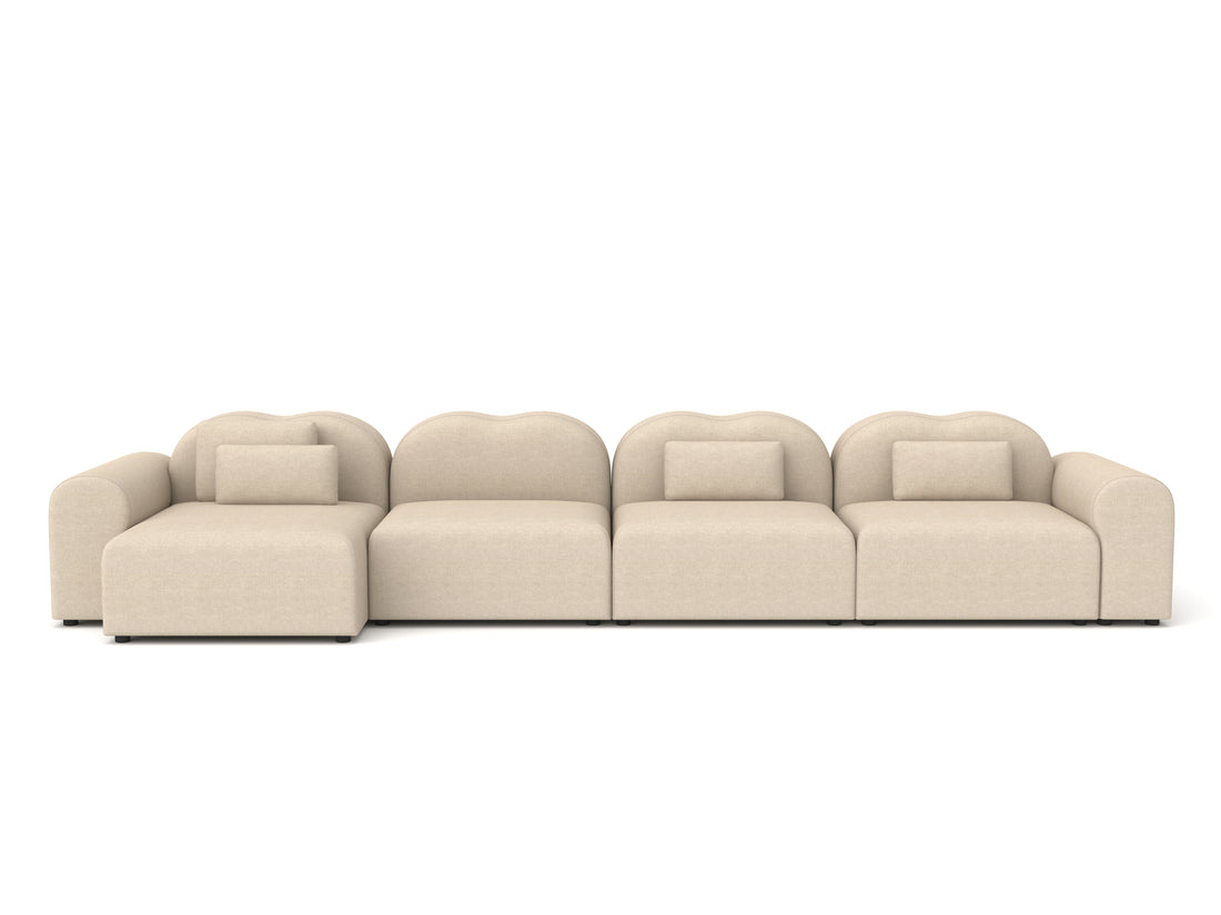 Beige sectional sofa on a white background