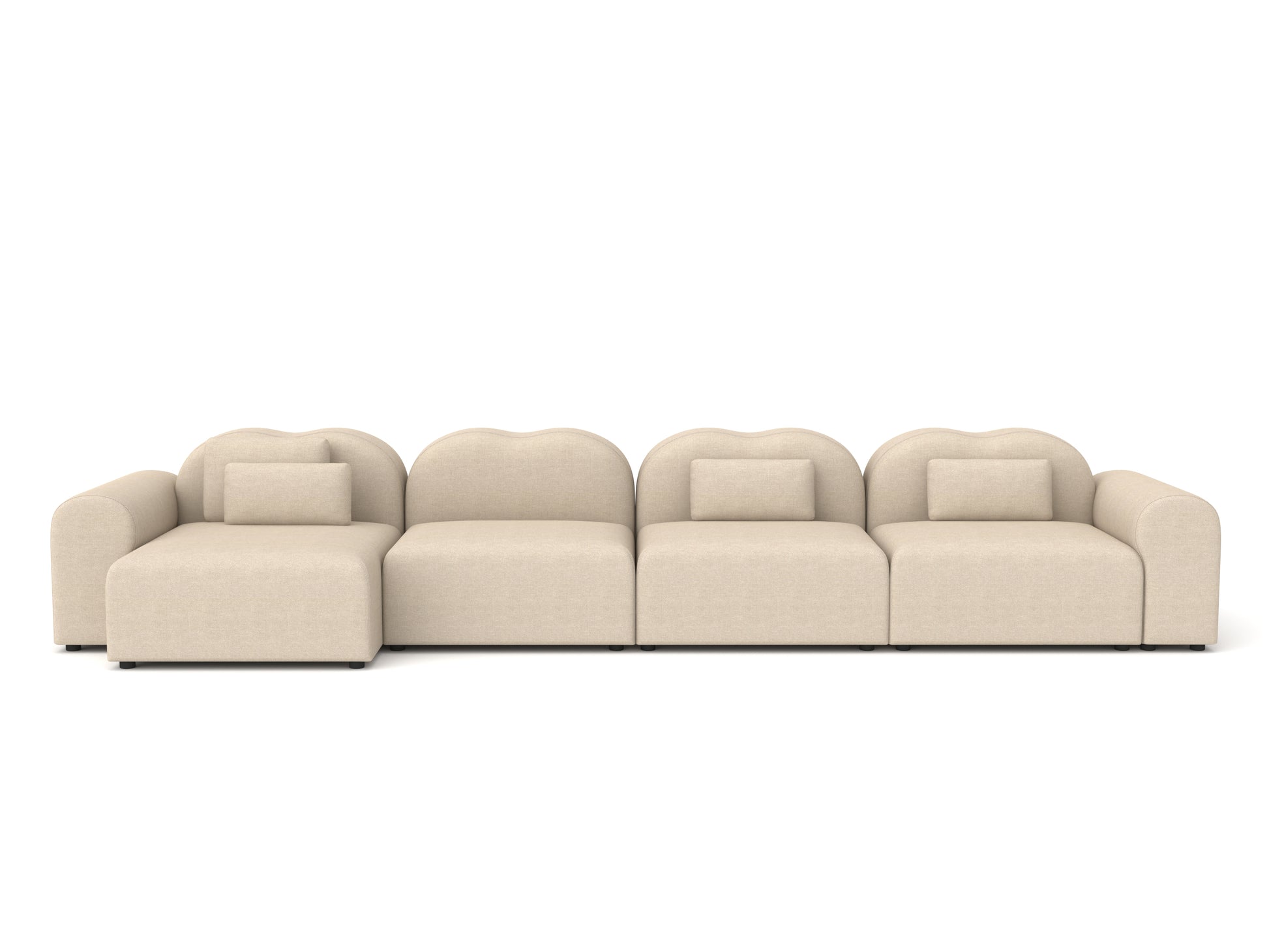 Beige sectional sofa on a white background