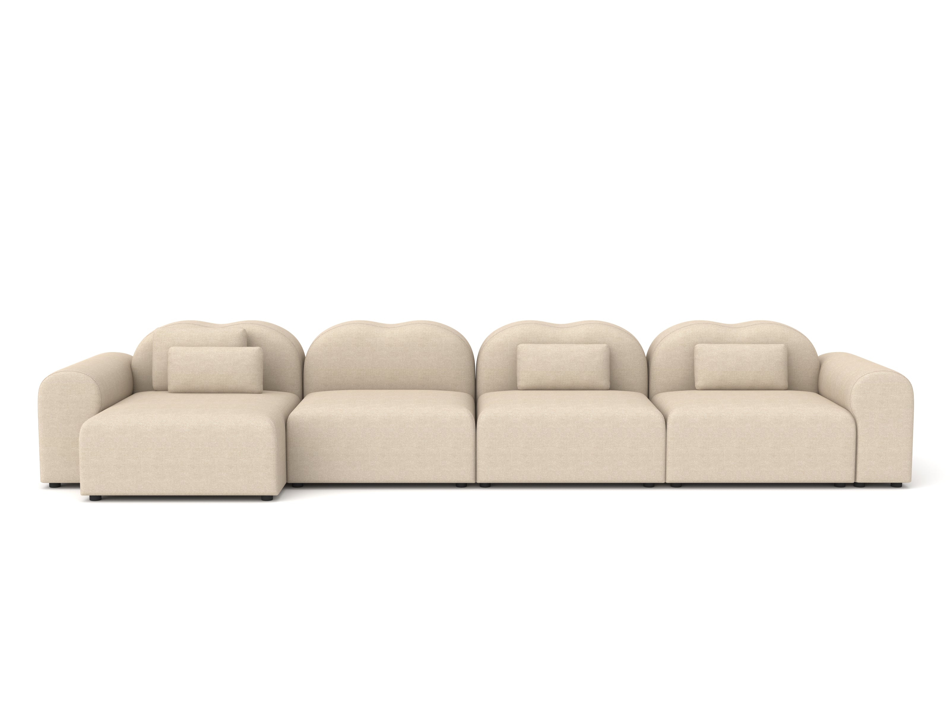 Beige sectional sofa on a white background