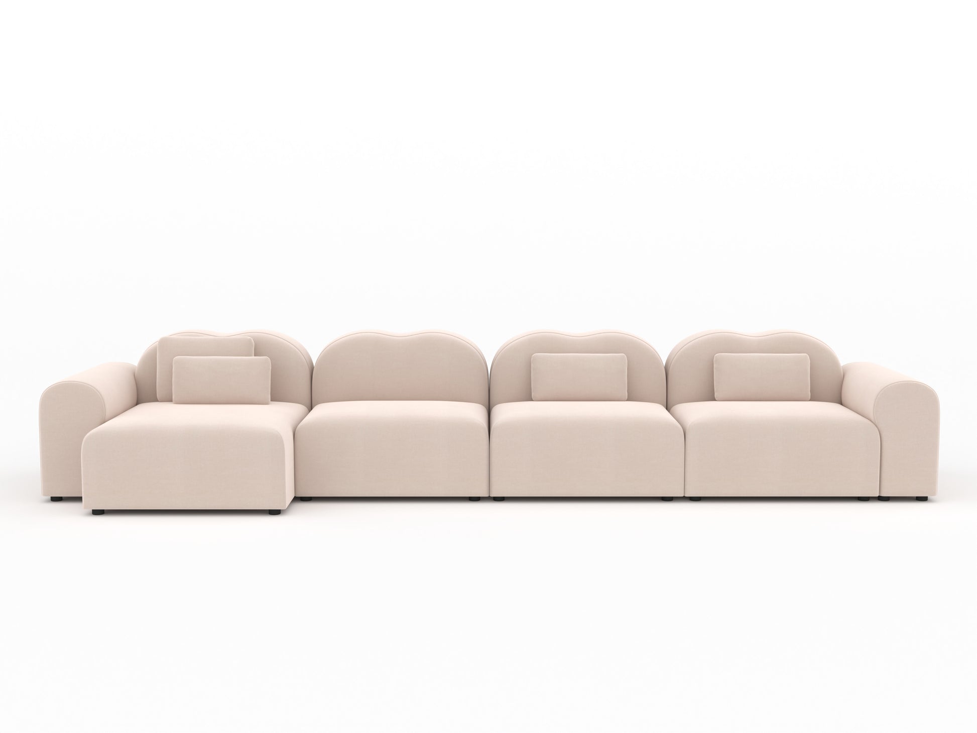 Beige sectional sofa on a white background