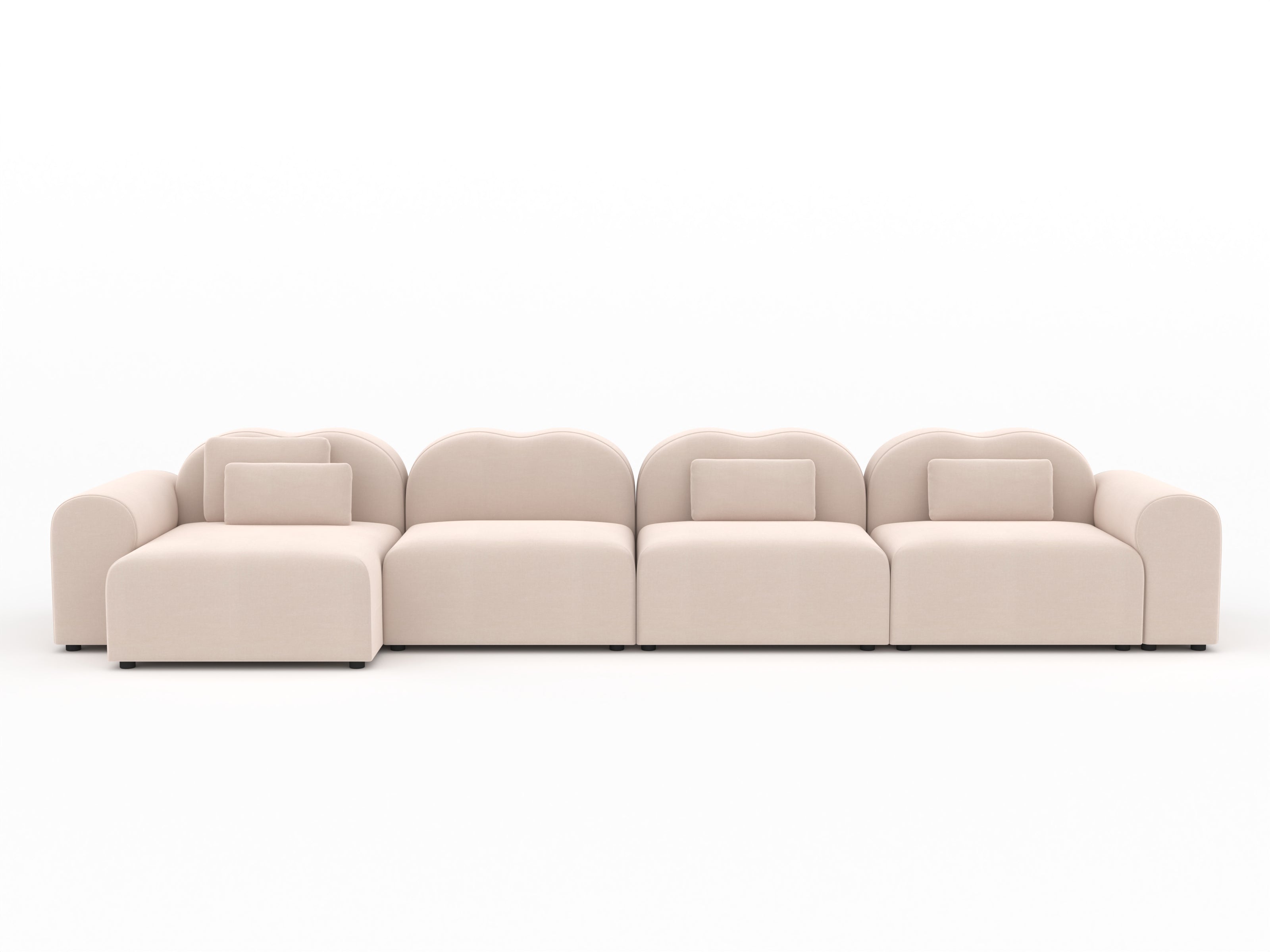 Beige sectional sofa on a white background