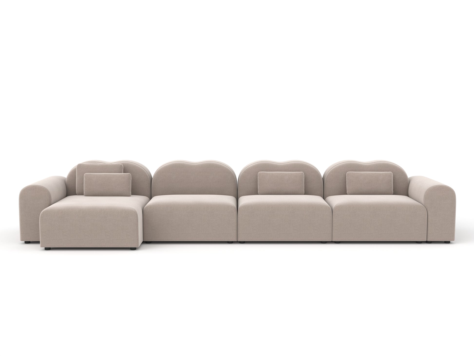 Beige sectional sofa on a white background