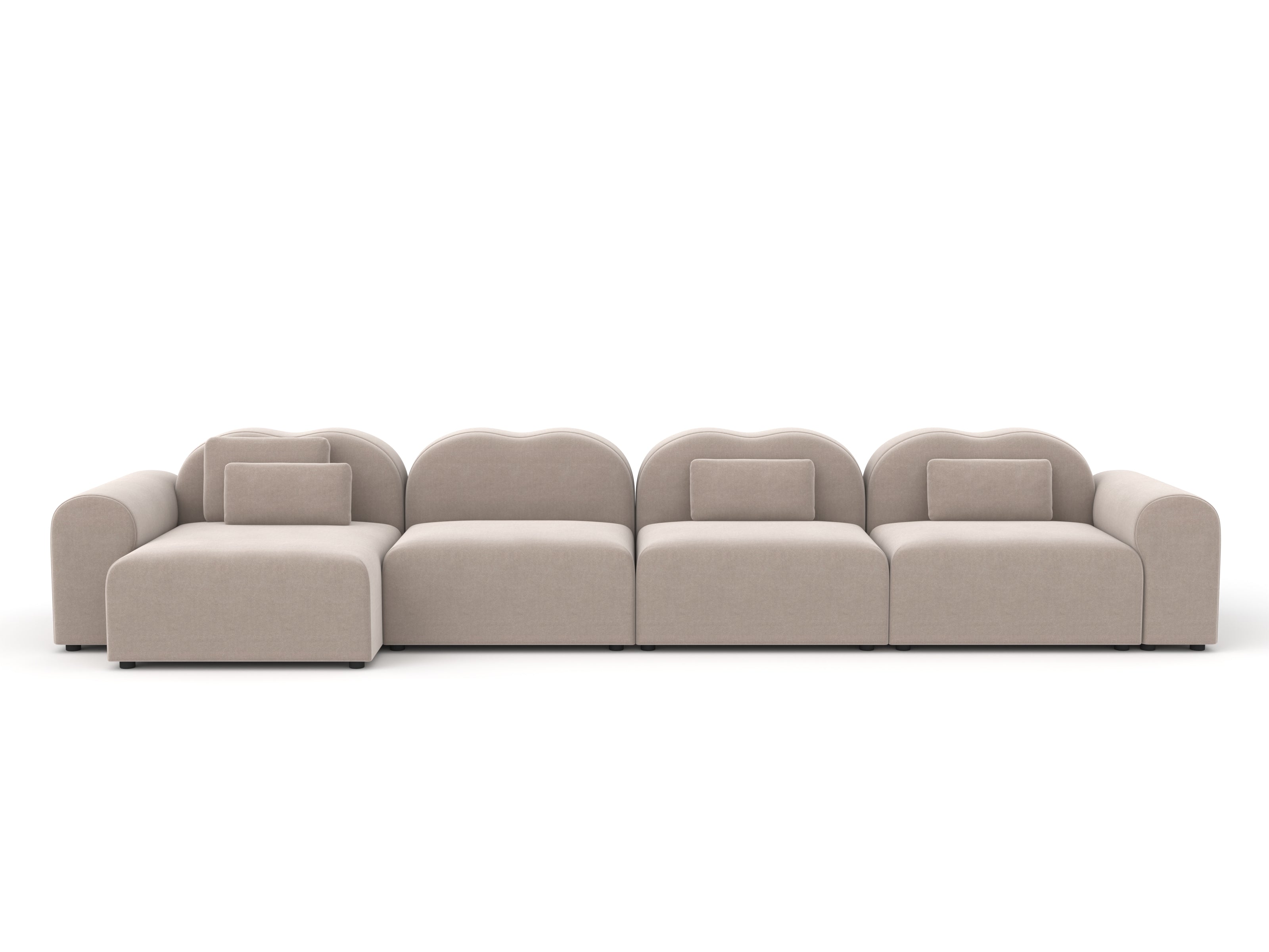 Beige sectional sofa on a white background