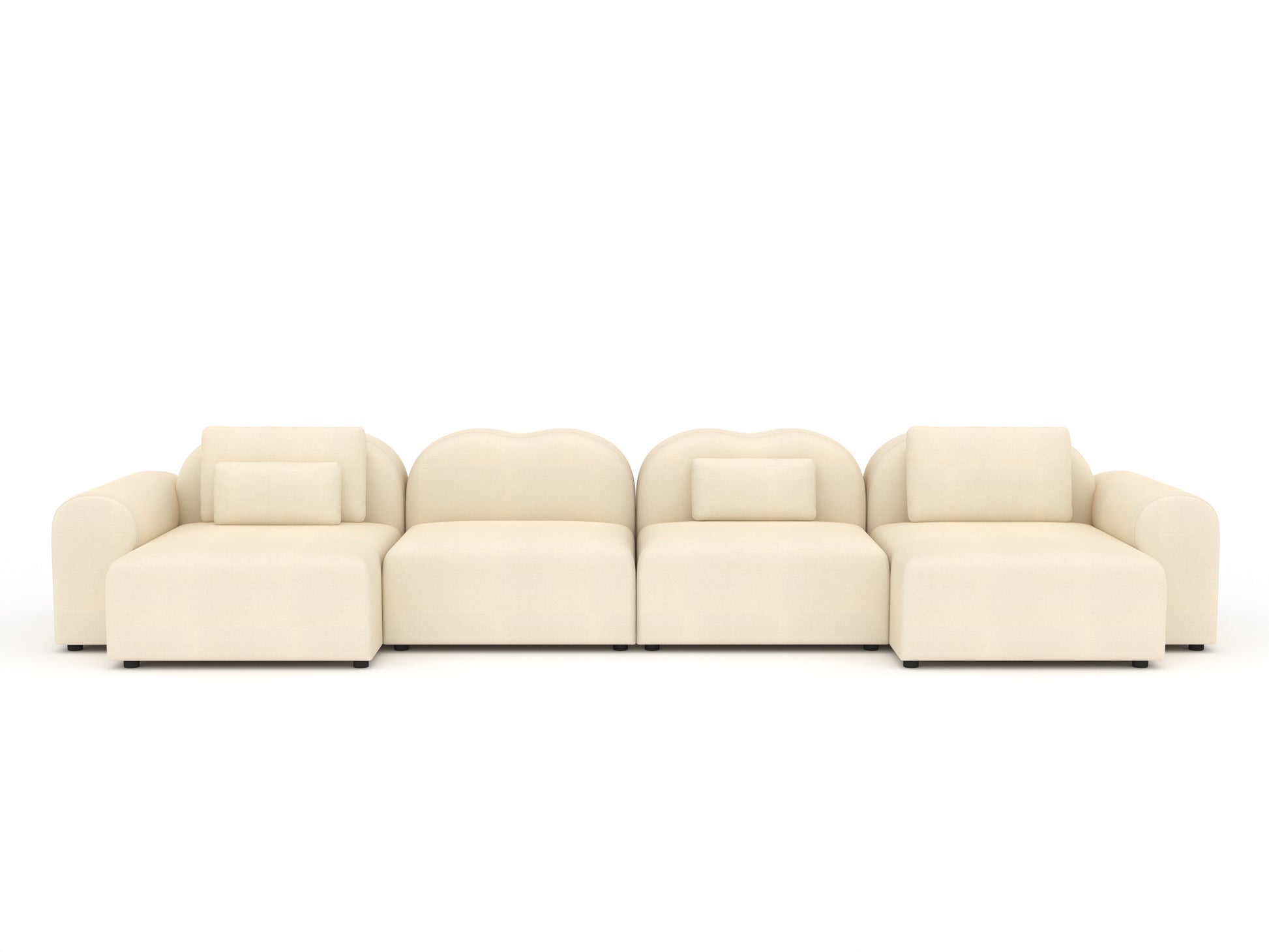 Beige sectional sofa on a white background