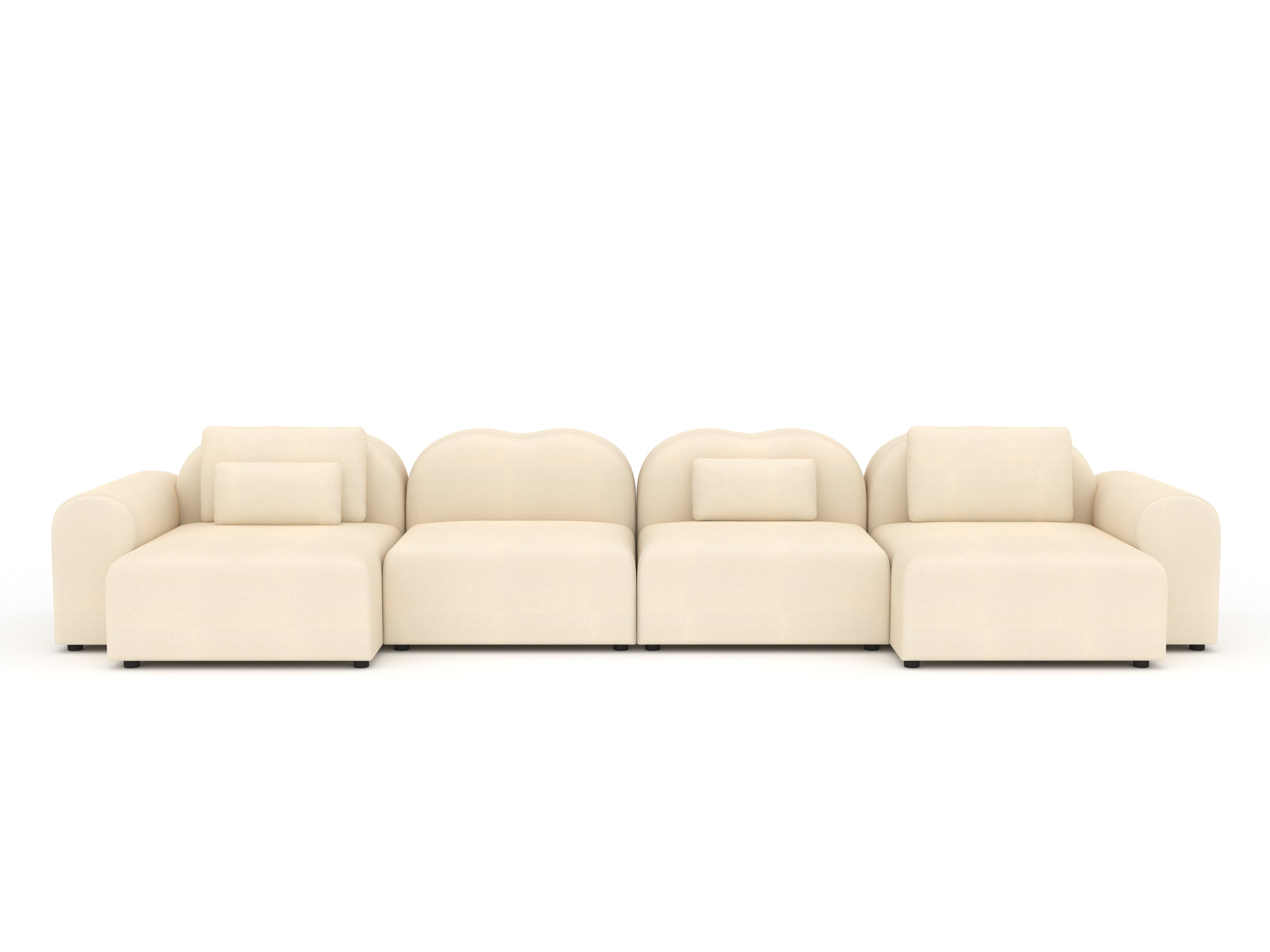 Beige sectional sofa on a white background