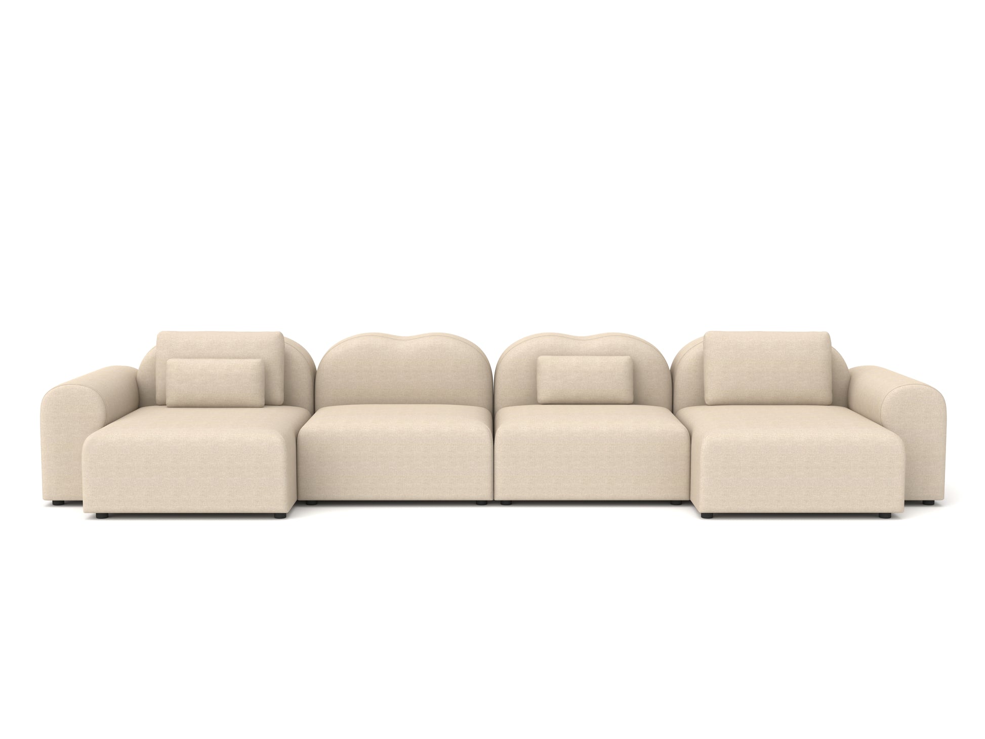 Beige sectional sofa on a white background