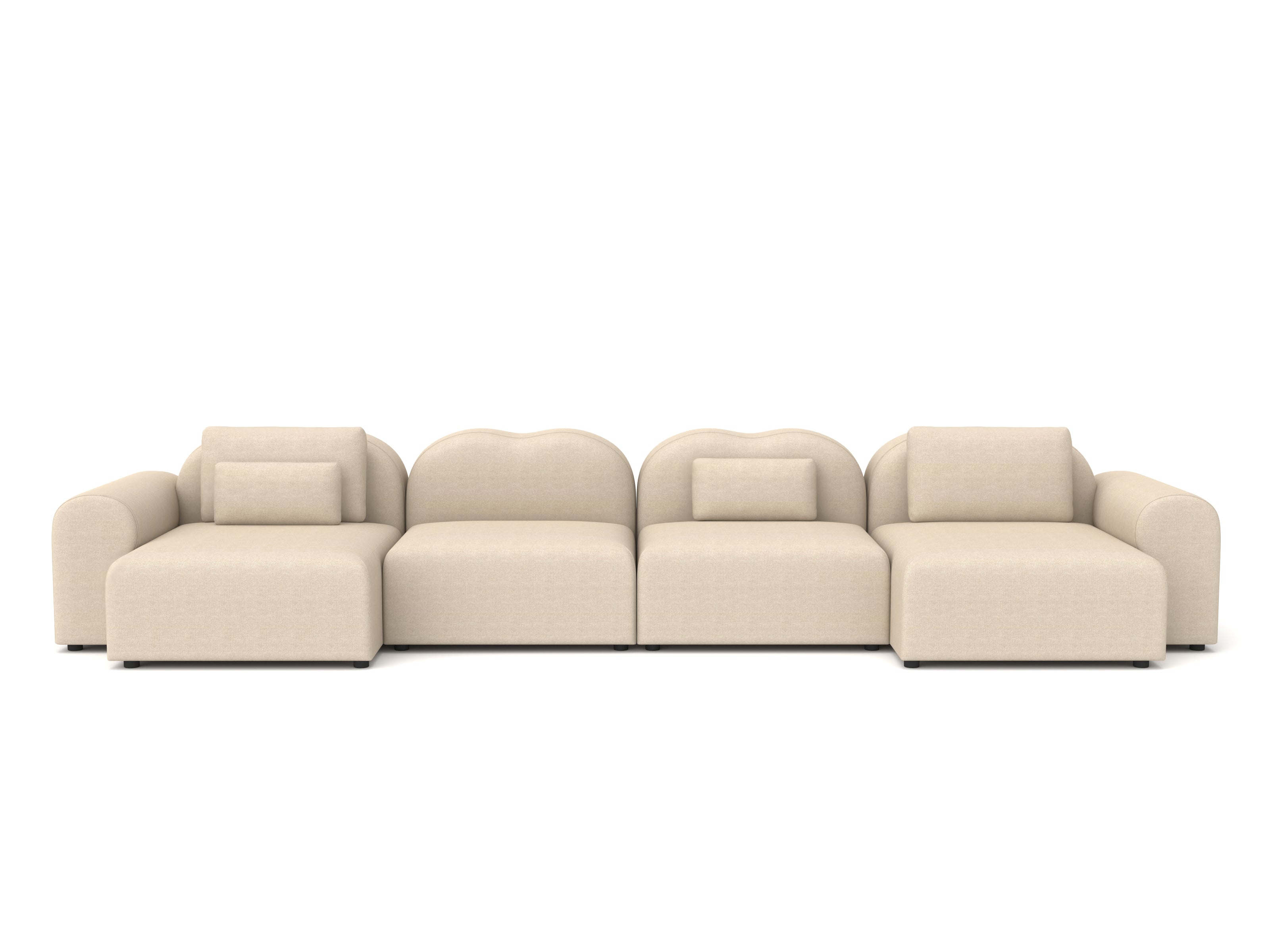 Beige sectional sofa on a white background