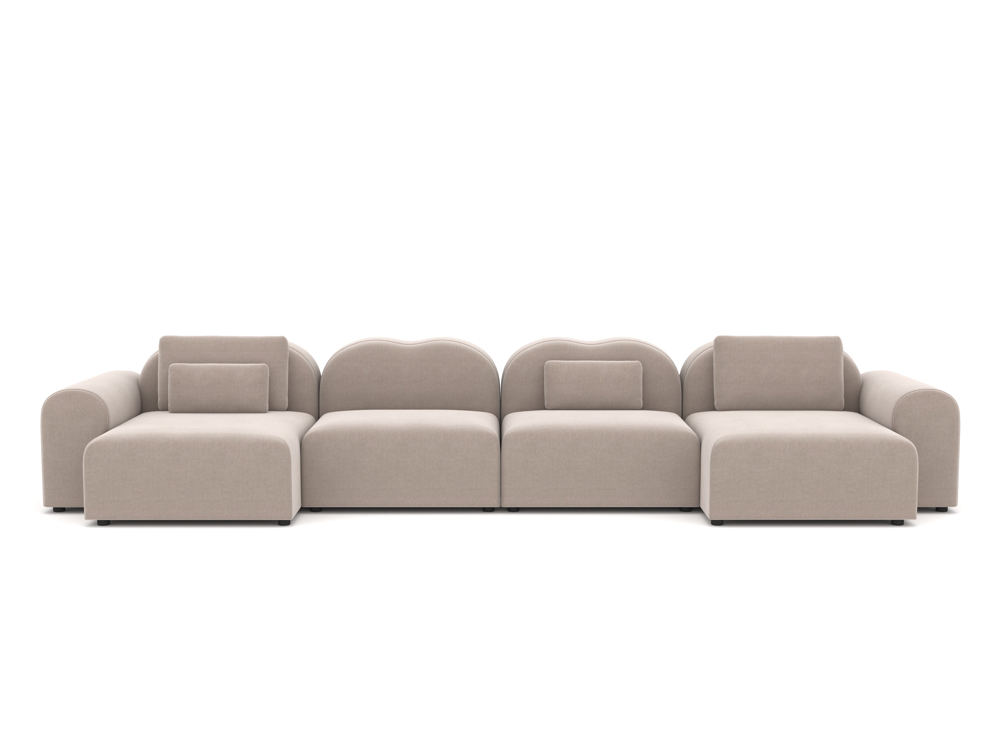 Beige sectional sofa on a white background