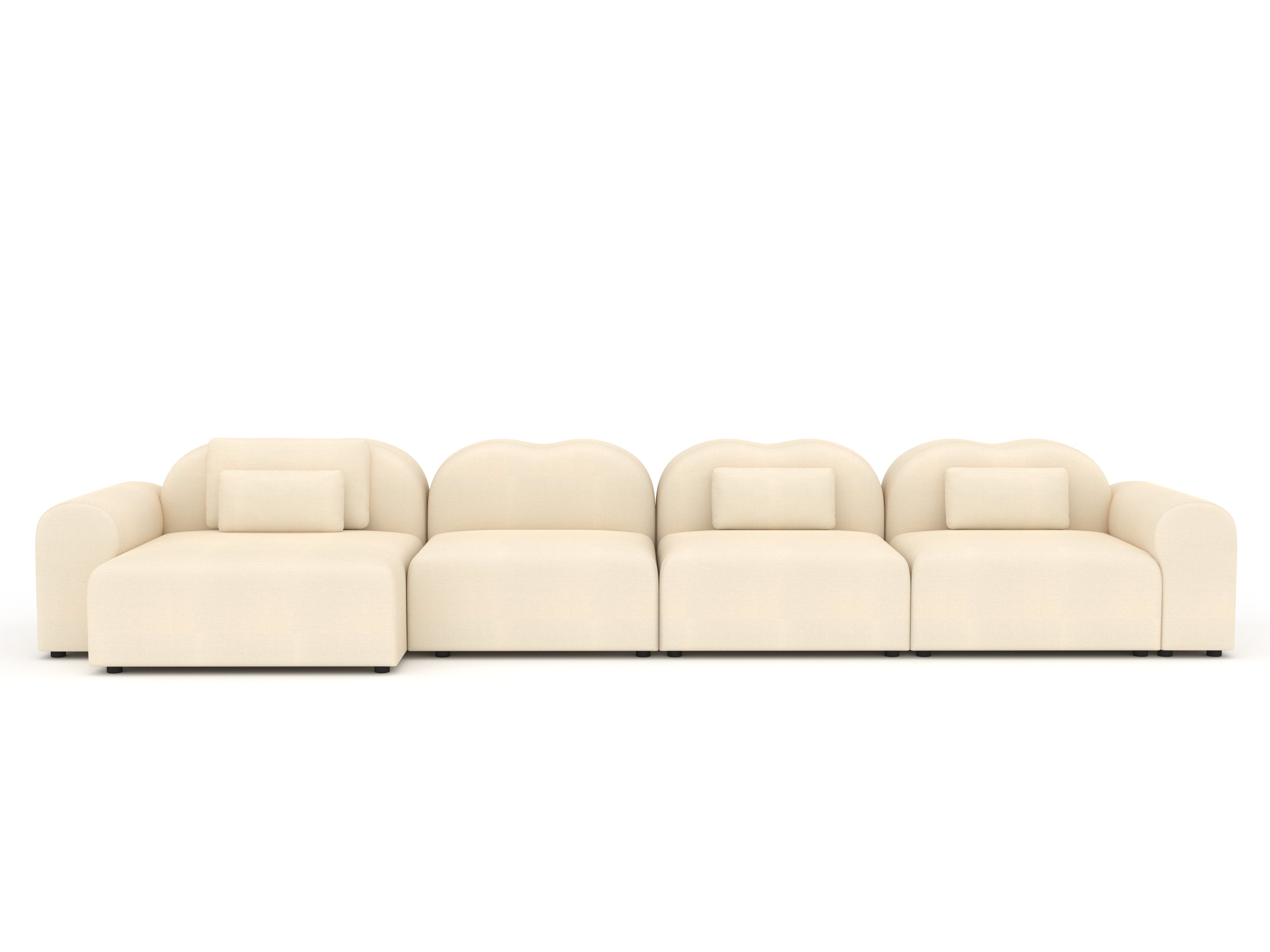 Beige sectional sofa on a white background
