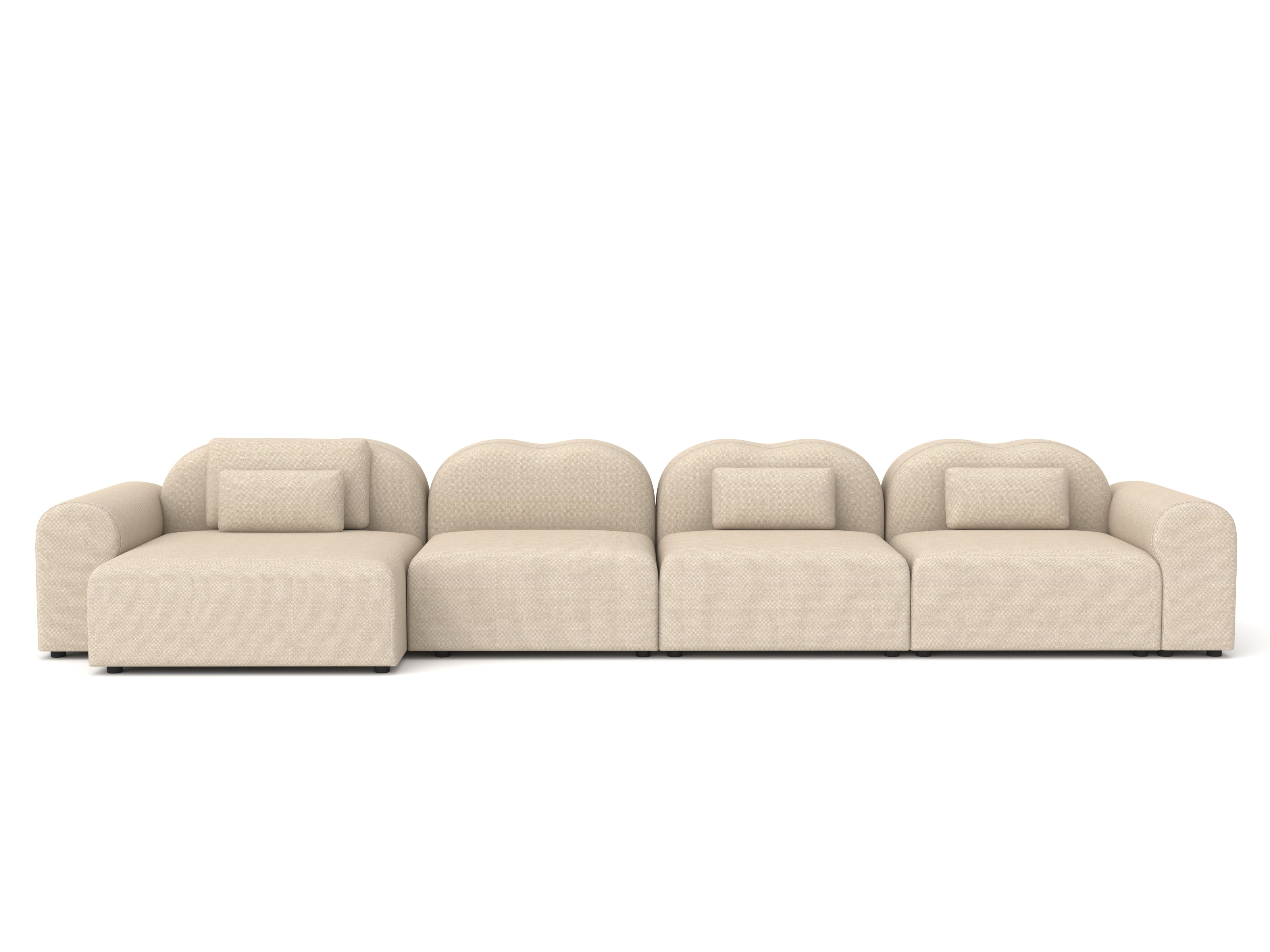 Beige sectional sofa on a white background