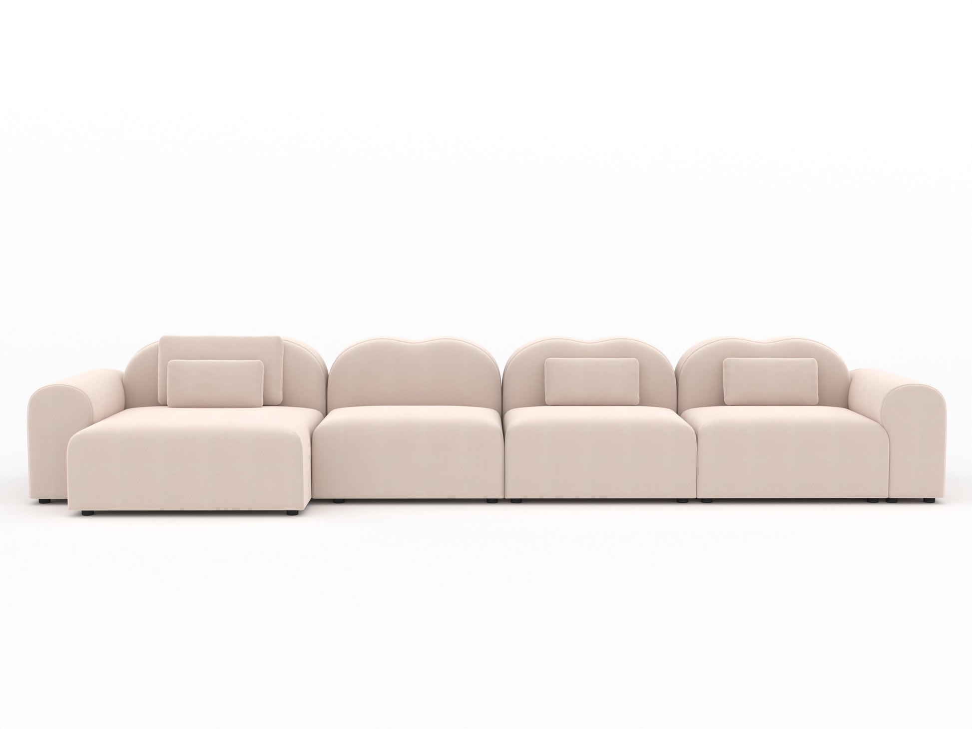 Beige sectional sofa on a white background