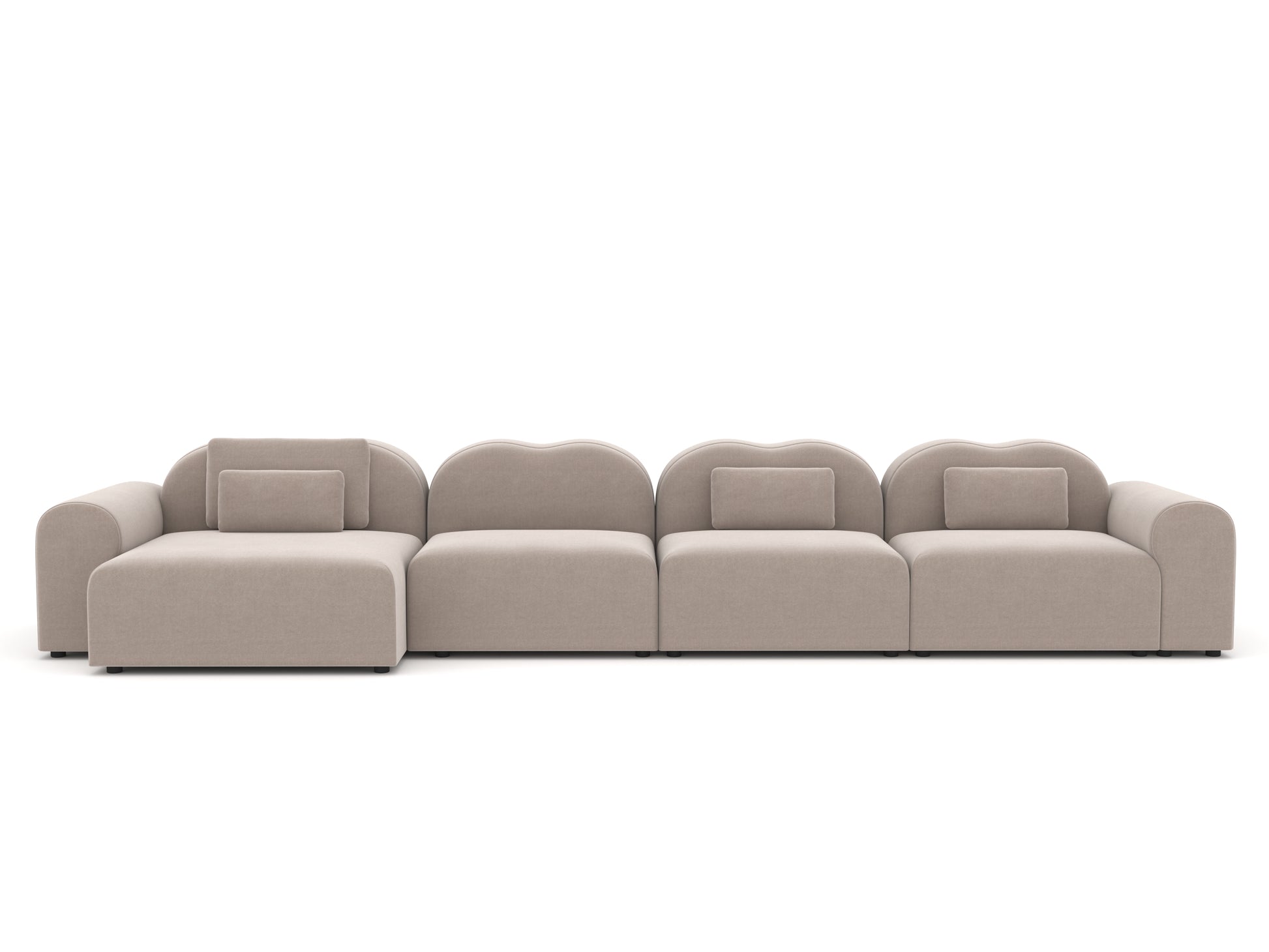 Beige sectional sofa on a white background