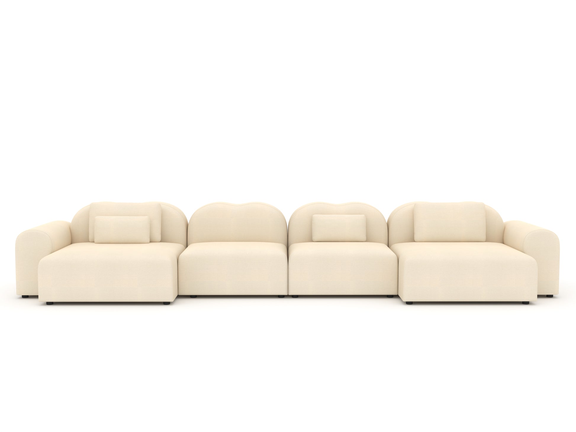 Beige sectional sofa on a white background