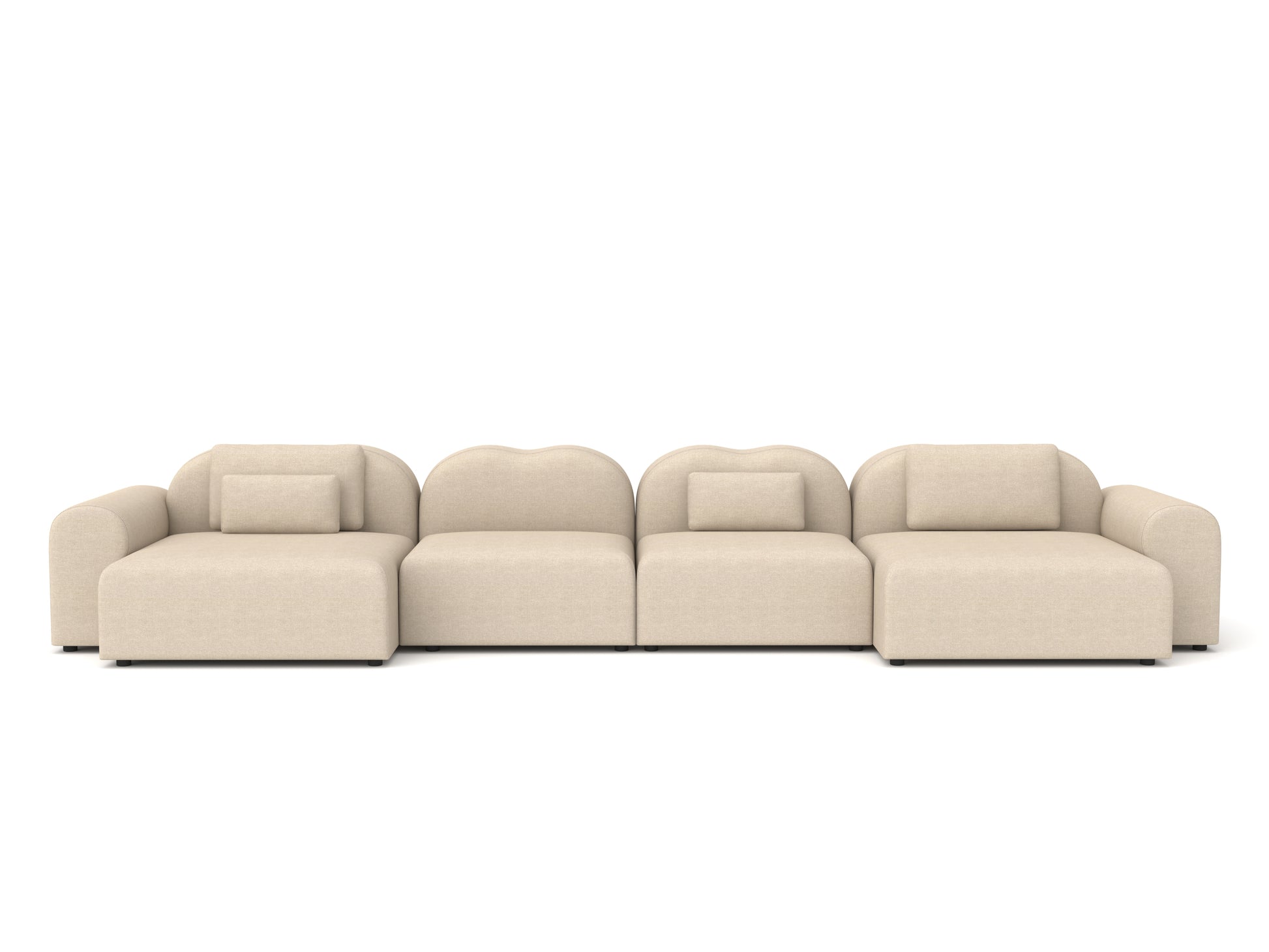 Beige sectional sofa on a white background