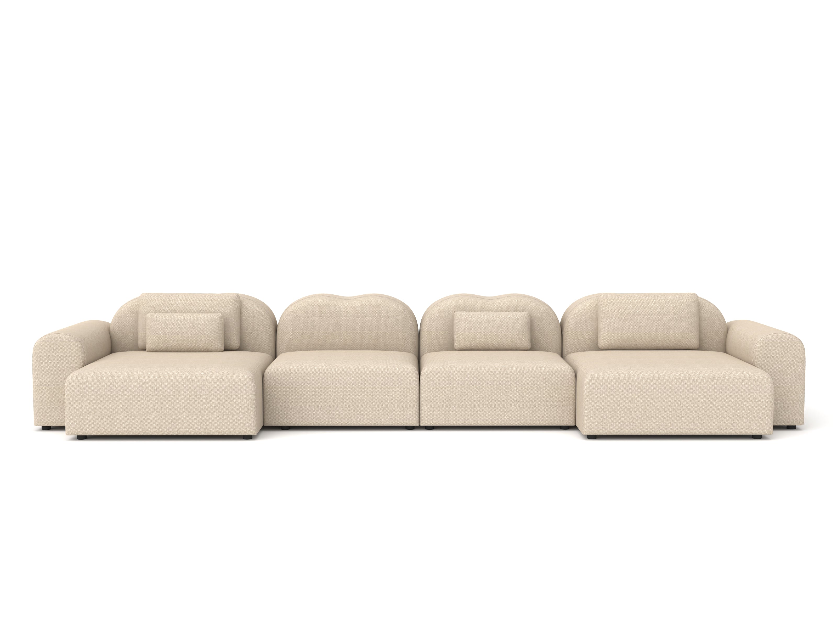 Beige sectional sofa on a white background