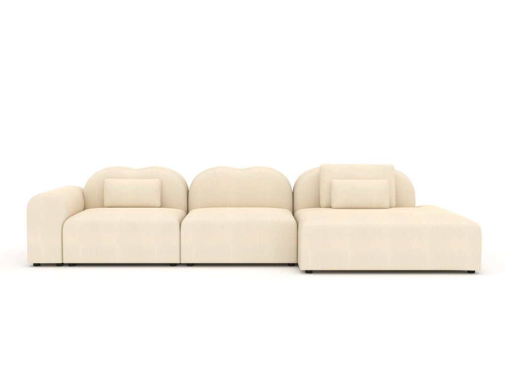 Beige sectional sofa on a white background