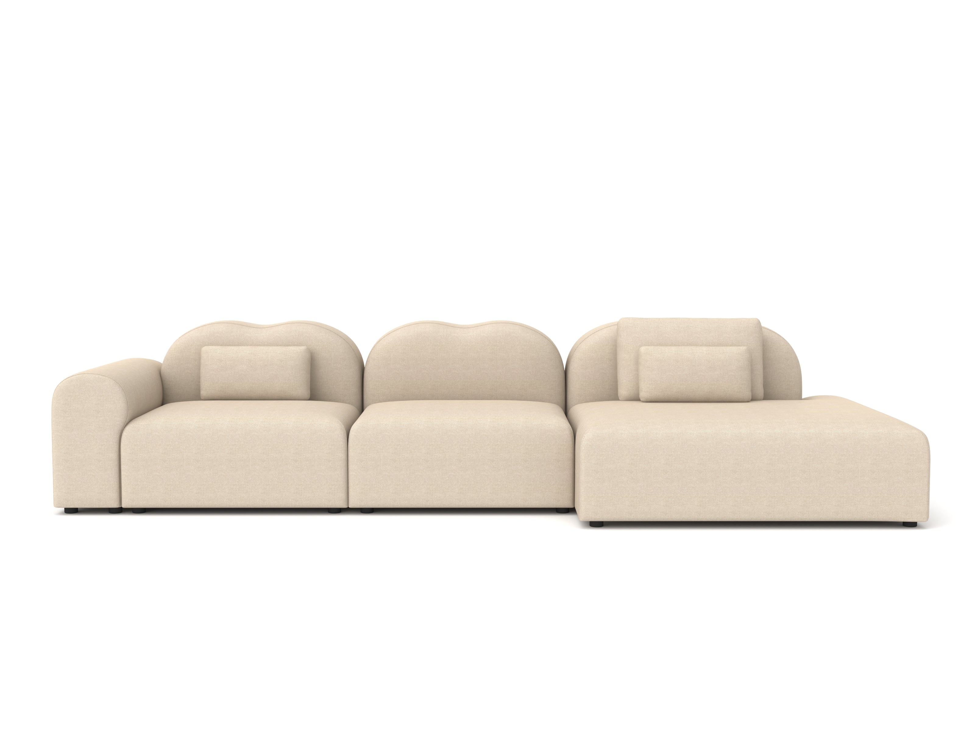 Beige sectional sofa on a white background