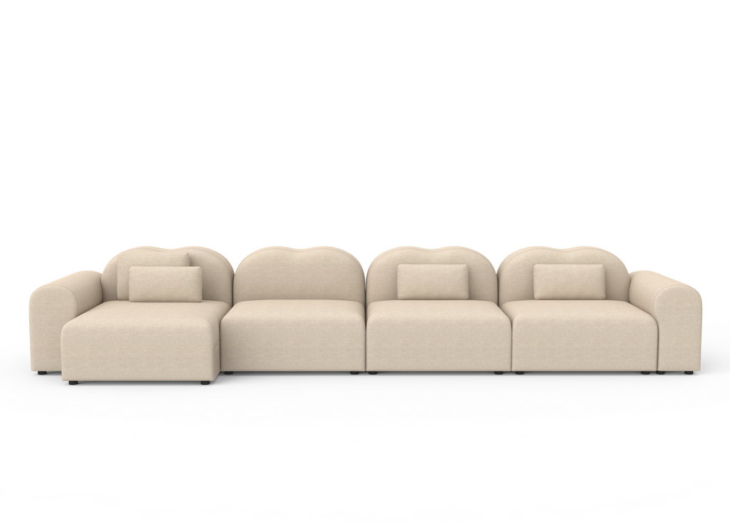 Beige sectional sofa on a white background