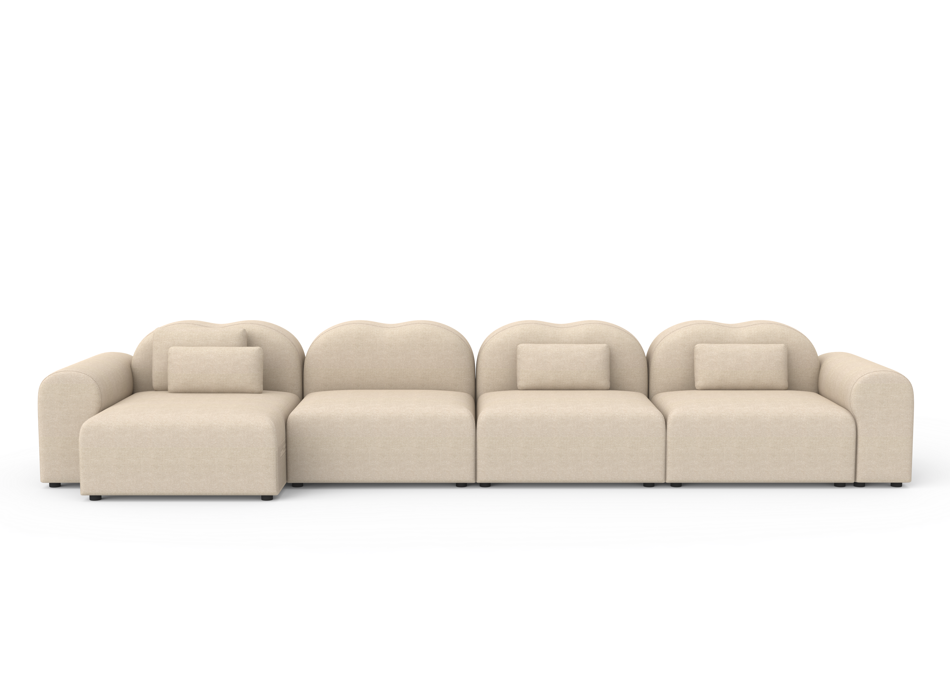 Beige sectional sofa on a white background